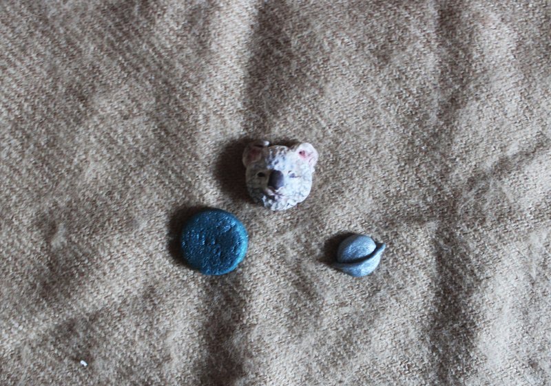 【Moses's warehouse 】无尾熊 星球 耳环 - 耳环/耳夹 - 其他材质 蓝色