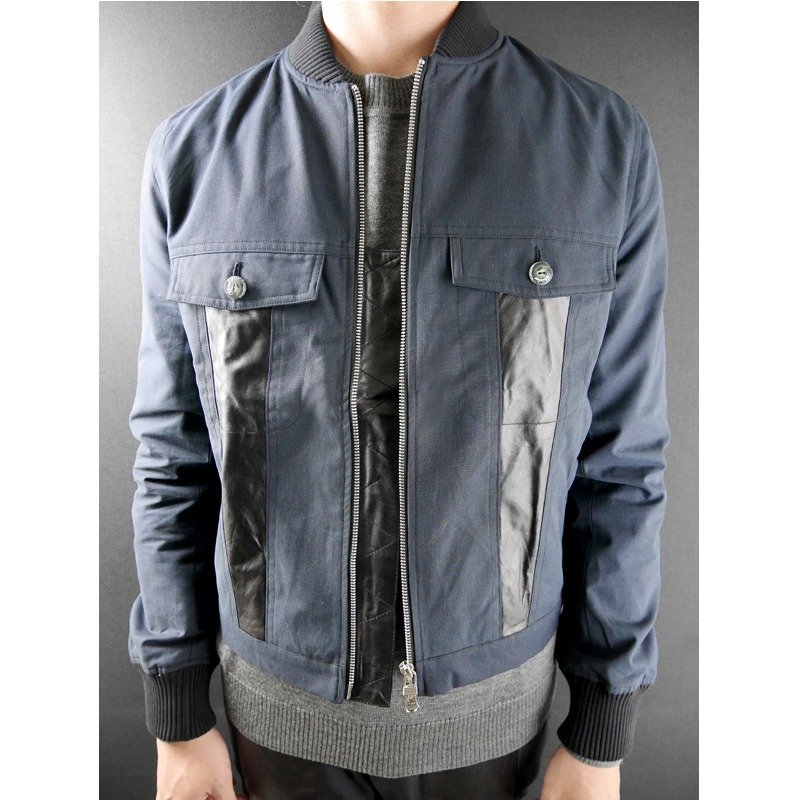 Chainloop x Désaccord羊皮拼接短夹克 - 男装外套 - 真皮 蓝色