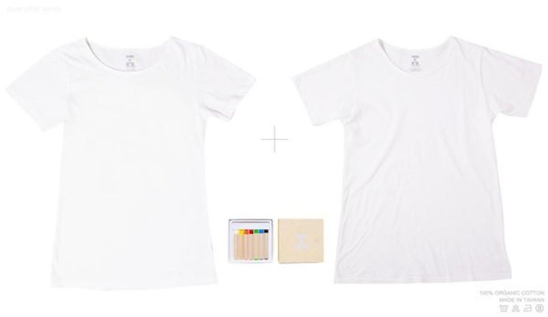 【IAN - Pure Plan】任选两件素面有机棉T送7色绘布蜡笔一盒 - 中性连帽卫衣/T 恤 - 棉 白色
