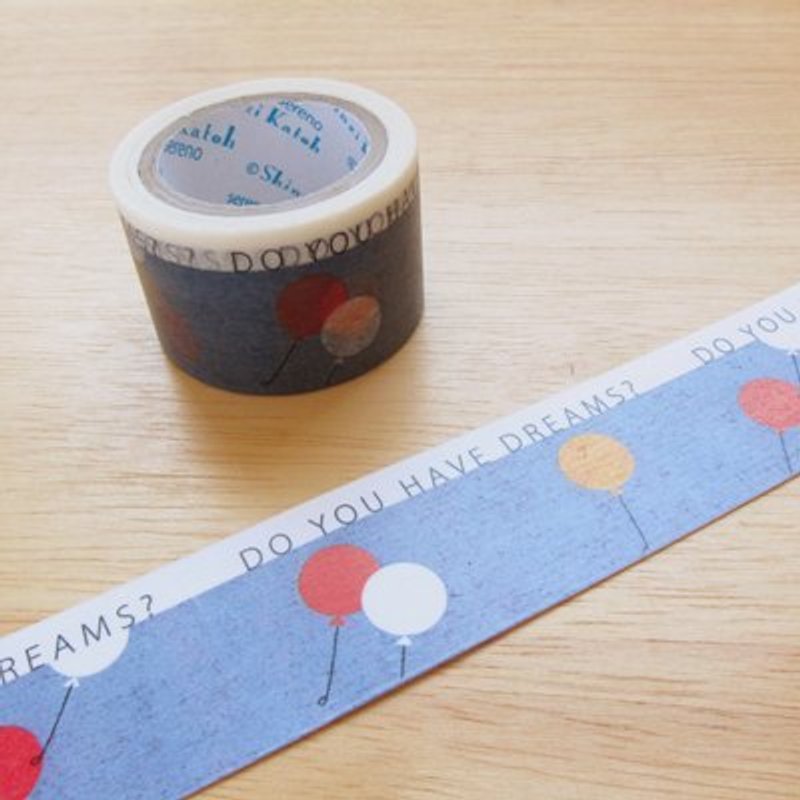 Shinzi Katoh 加藤真治 童趣涂鸦插画 宽版纸胶带(MKT7104)气球 - 纸胶带 - 纸 蓝色