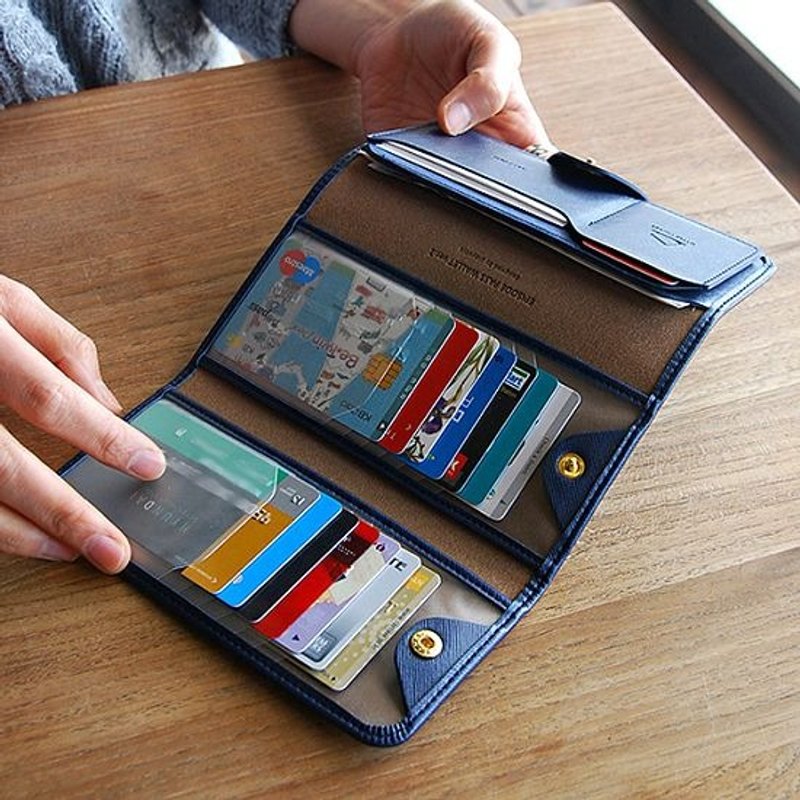 Dessin-PLEPIC-真爱信笺三折票卡夹皮革长夹V2-海军蓝,POJ91644 - 证件套/卡套 - 真皮 蓝色