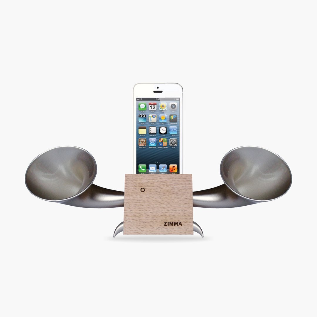 百货福利品!ZIMMA-立体双声道免提器山毛(四色)iPhone SE以下机种 - 扩音器/喇叭 - 木头 卡其色