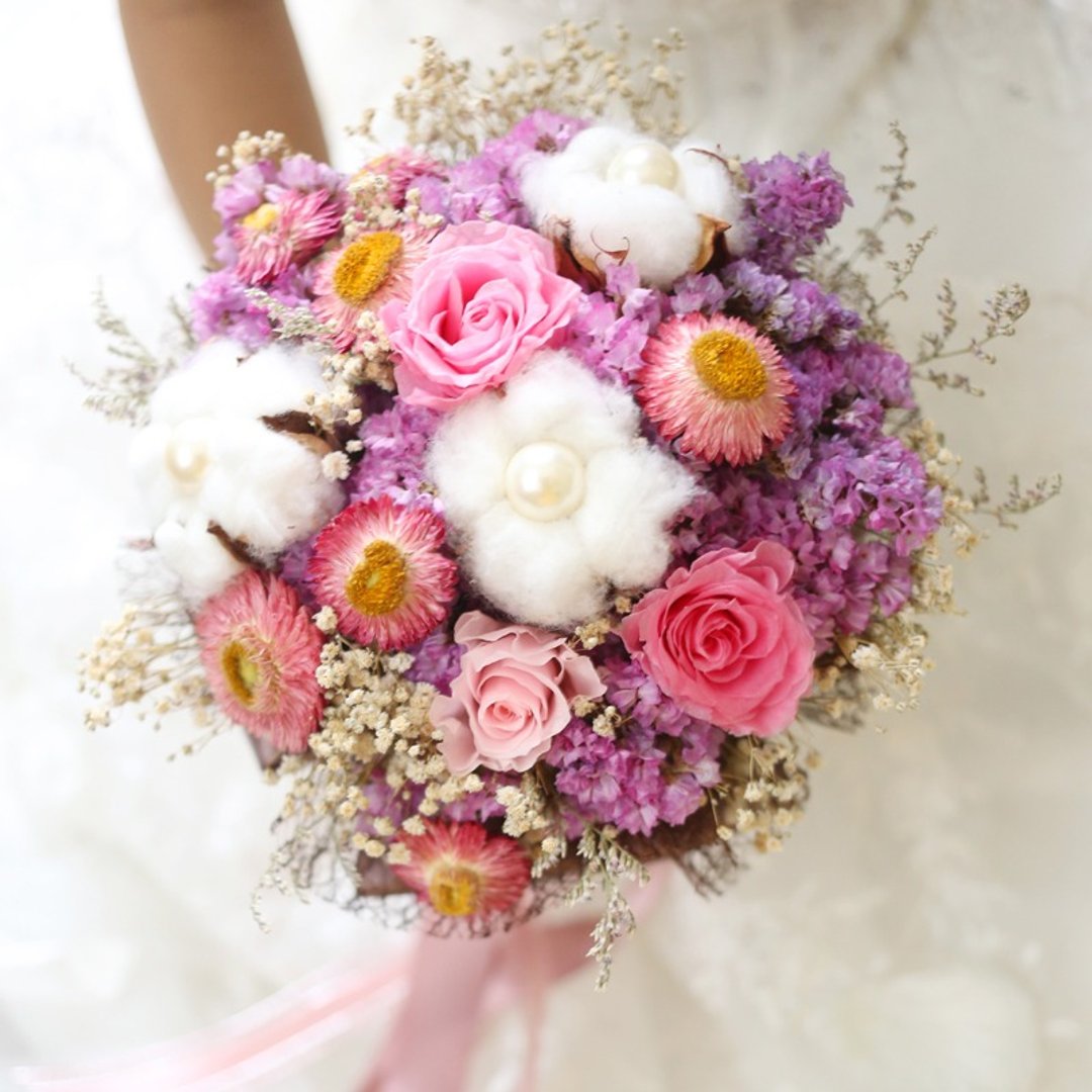 璎珞庄园*手作珠宝捧花*婚礼小物*新娘饰品*定制订作*ZAKKA杂货-​手捧干燥花束~~粉色~~F3 - 植栽/盆栽 - 其他材质 