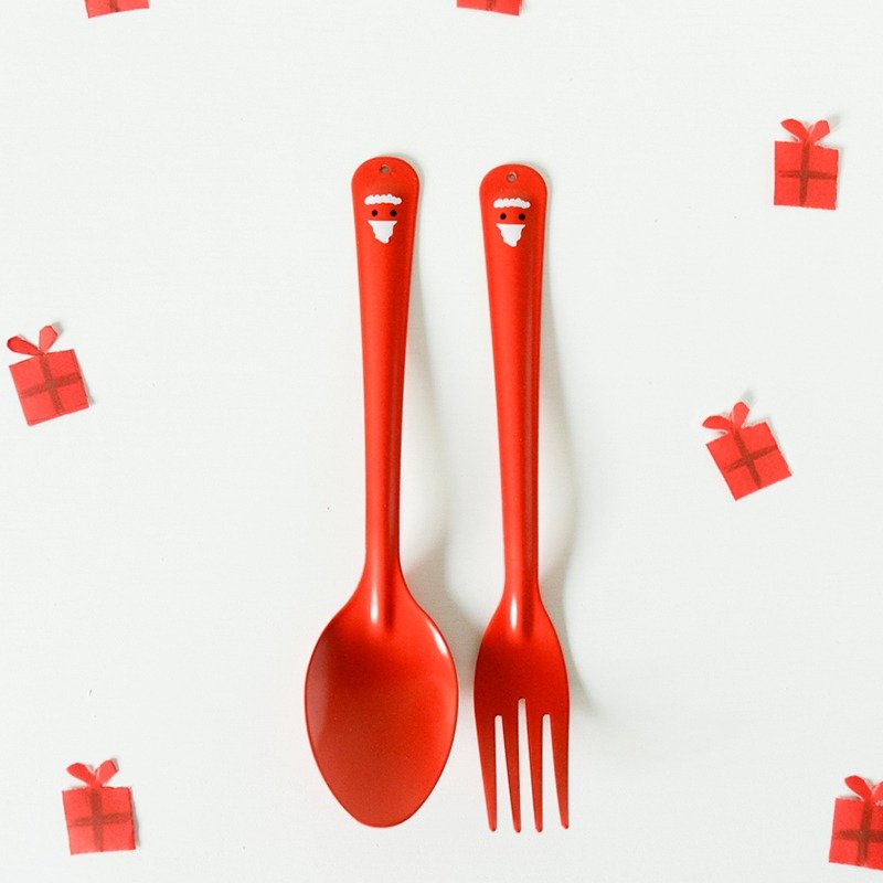 ::圣诞快乐::圣诞老公公叉匙组 - 餐刀/叉/匙组合 - 珐琅 红色