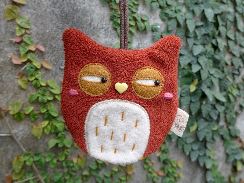 猫头鹰钥匙包-(砖橘) - 钥匙链/钥匙包 - 棉．麻 