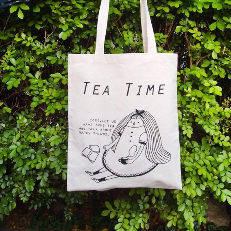 《Tea Time午茶时光》帆布袋 - 侧背包/斜挎包 - 其他材质 白色