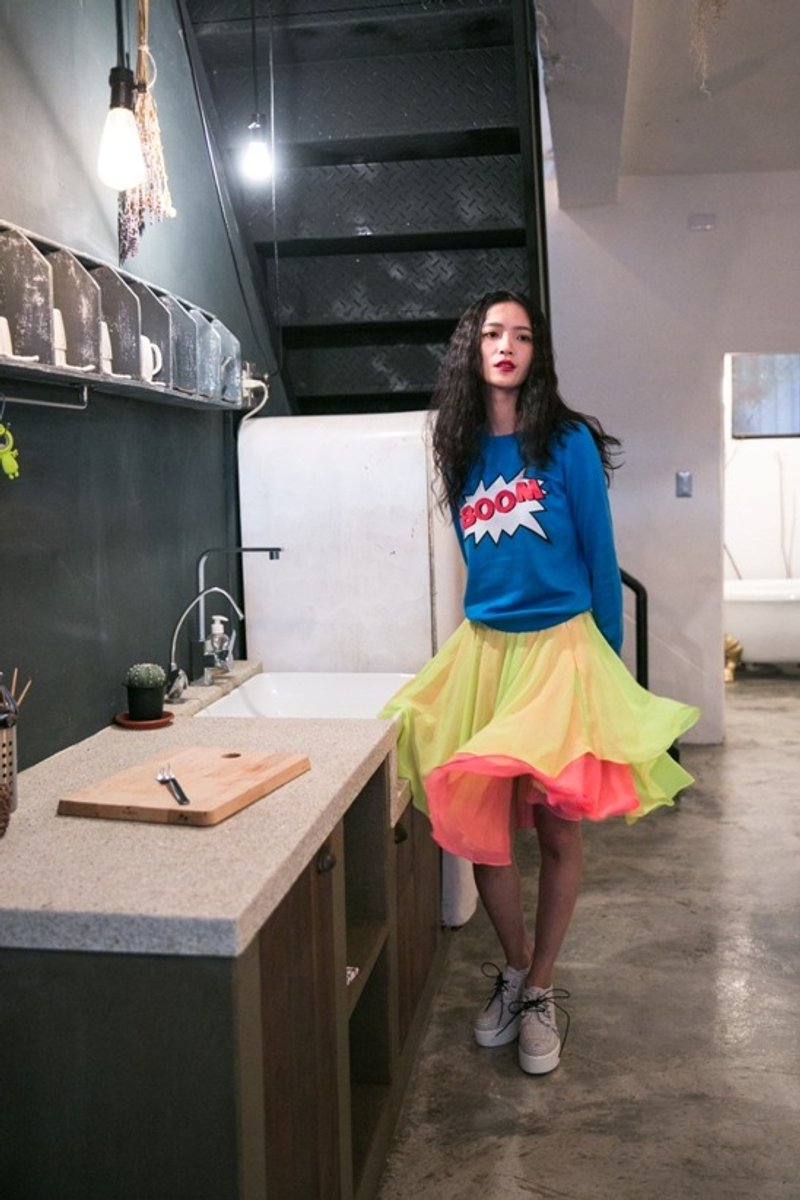 马克的彩虹天堂 彩色双拼雪纺不规则短裙 - 裙子 - 其他材质 多色