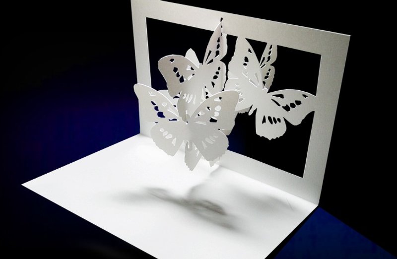 風にゆれる ポップアップメッセージカード　〈バタフライ〉 pop up message card -butterfly- - 卡片/明信片 - 纸 