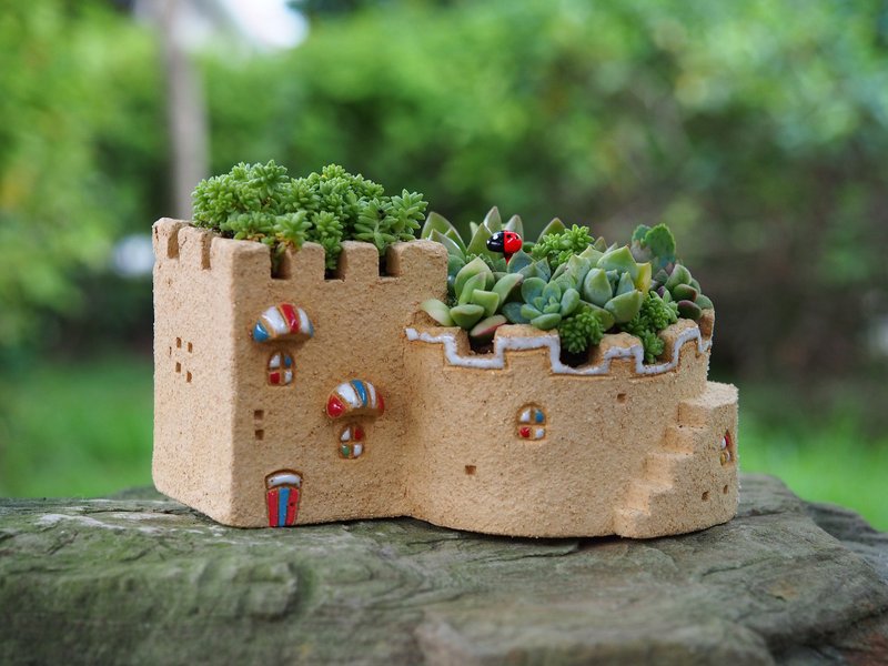 【花园小屋Garden】陶手作-超可爱花园小屋/岩石黄色/不含植物 - 植栽/盆栽 - 陶 黄色