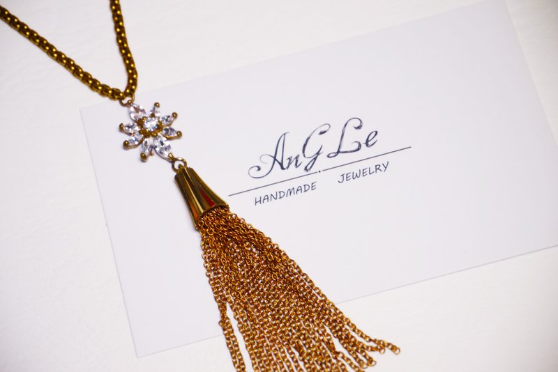 ❡ 花锆石流苏项链 - 手链/手环 - 其他金属 咖啡色