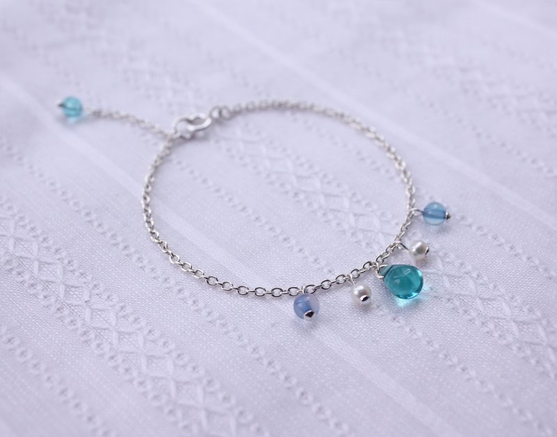 *hippie* Elizabeth│伊莉莎白 优雅仕女玛瑙珍珠碧水滴纯银手链 - 手链/手环 - 其他金属 多色