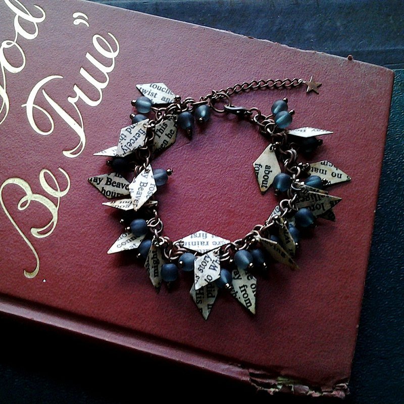 Muse回收纸设计复古菱形流苏绿珠手链 - 手链/手环 - 其他材质 多色