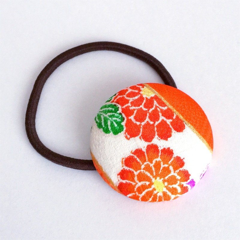 Hair elastic with Japanese Traditional Pattern, Kimono (Large) - 发饰 - 其他材质 橘色