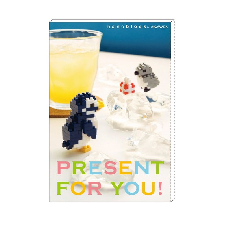迷你积木 x 明信片-万用/生日【企鹅亲子】 nanoblock x postcard 日本制 - 卡片/明信片 - 纸 蓝色
