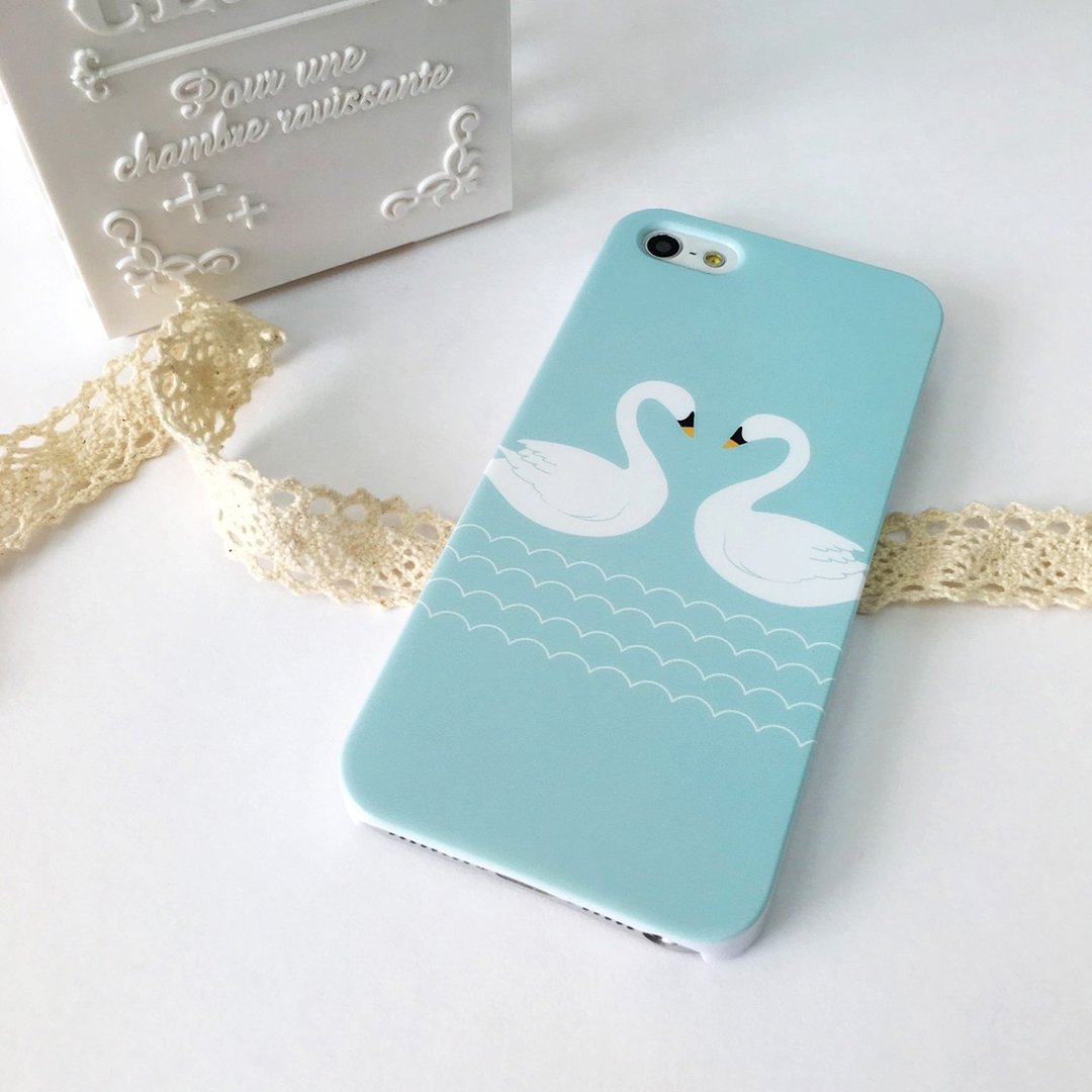 香港原创设计 湖水绿色天鹅图案 iPhone X,  iPhone 8,  iPhone 8 Plus,  iPhone 7, iPhone 7 Plus, iphone 6/6S , iphone 6/6S PLUS, Samsung Galaxy Note 7 透明手机壳 - 手机壳/手机套 - 塑料 绿色