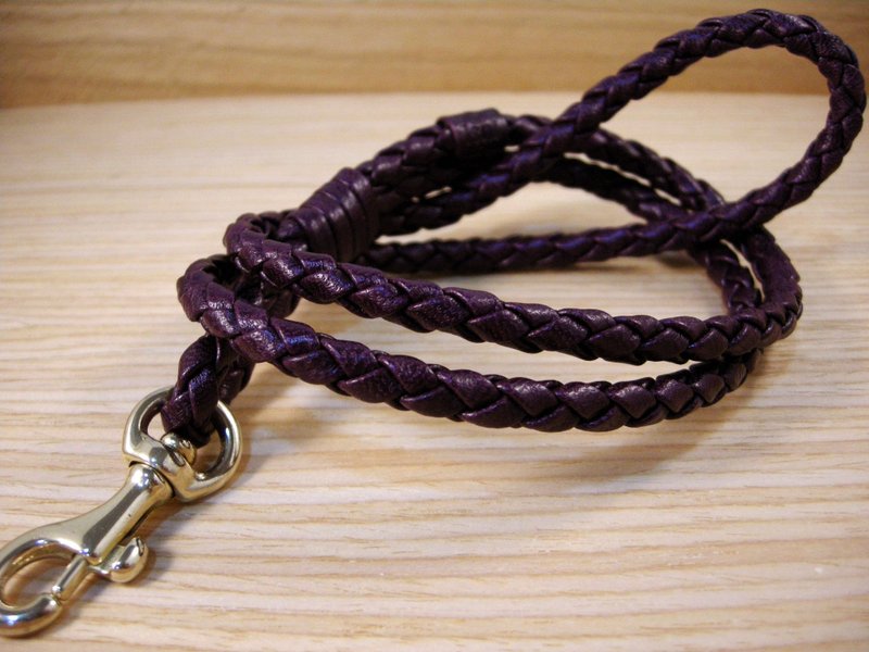 isni〔多用途编织背带/背绳〕神秘紫 欧洲山羊皮 职人手作りのストラップ〕 - 证件套/卡套 - 真皮 紫色