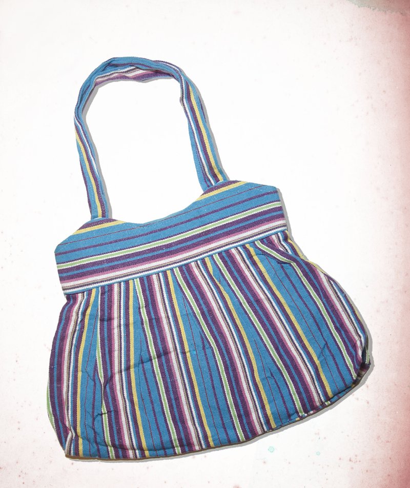 新手感民族风侧背包-魔幻蓝条纹（仅存一件喔！） - 侧背包/斜挎包 - 棉．麻 多色