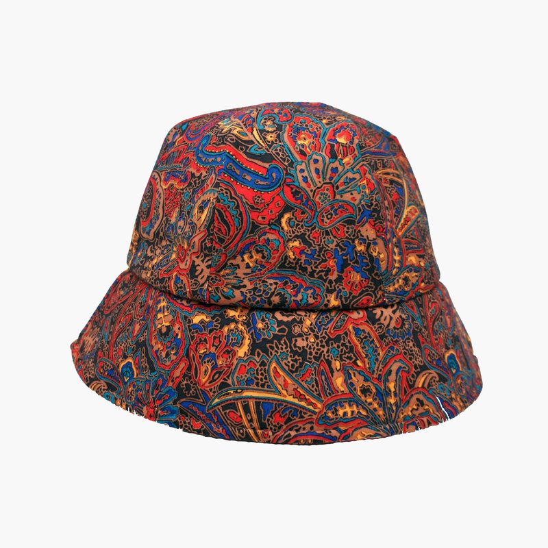 BLR 手作 印花 双面戴 渔夫帽 复古变形虫 - 帽子 - 其他材质 咖啡色