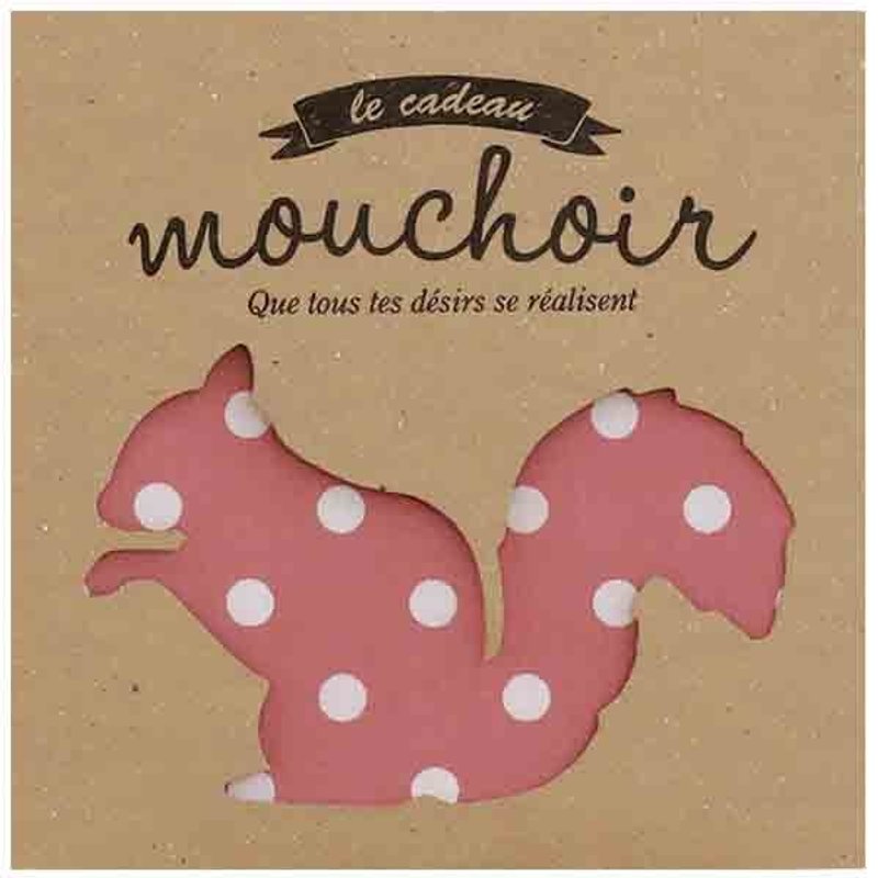 日本【LABCLIP】Gift handkerchief 手帕 / 圆点松鼠 - 其他 - 棉．麻 粉红色