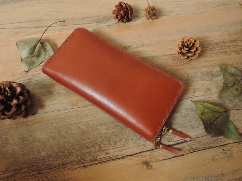 [左撇子也好用]纯手缝牛皮双头拉链长夹 - 皮夹/钱包 - 真皮 绿色