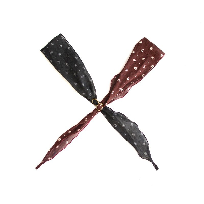 ►满额赠品◄日本进口纯棉骷髅变形虫印花面料百变领巾 - 丝巾 - 棉．麻 黑色