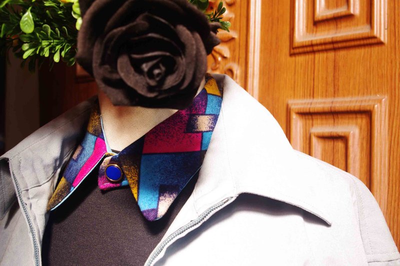 4.5studio-独立手做-蓝色毕卡索 小圆领/双面用/装饰假领子 - 其他 - 其他材质 蓝色