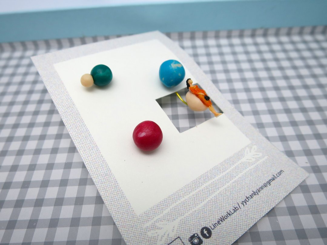 [LineWorkLab]寂寞星球 - 星人耳环组合(三只一套，自由搭配）办工室秘书OL星人 橙 模型人 - 耳环/耳夹 - 其他材质 橘色