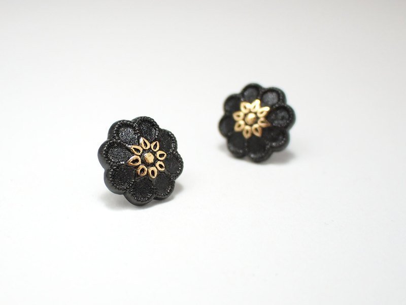 [Circle dot]黝黑的导引 - 耳环/耳夹 - 塑料 黑色