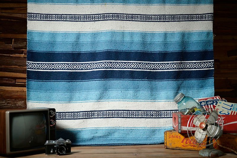 手工编织毯 - 被子/毛毯 - 棉．麻 蓝色