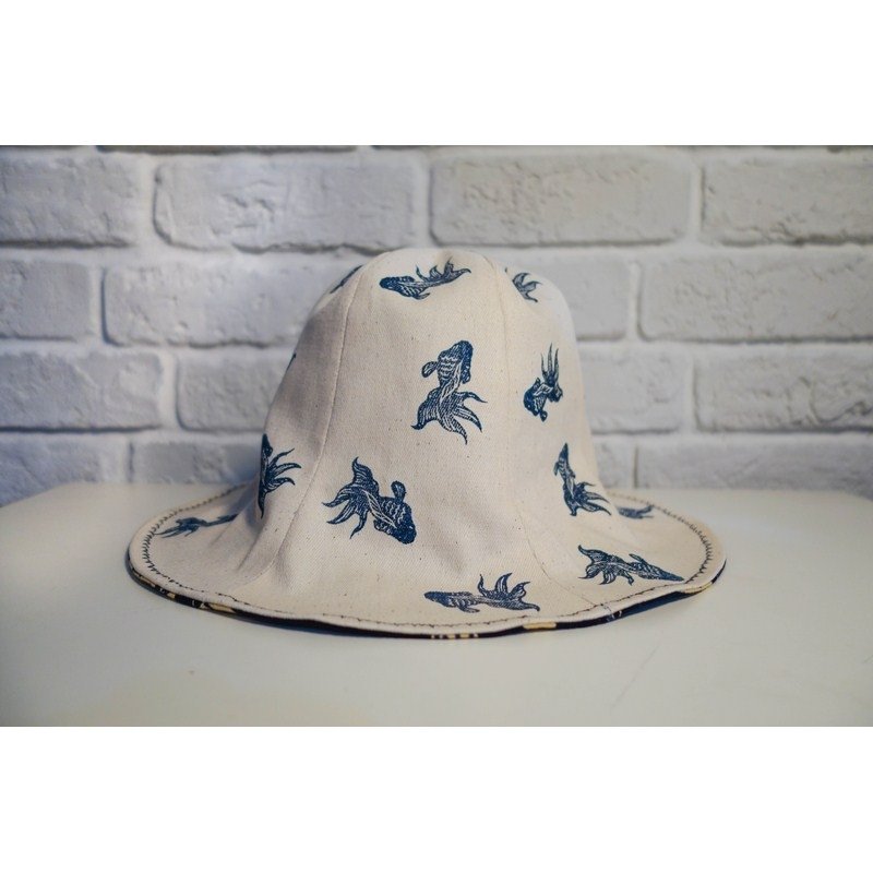 动物系列_金鱼游游 花苞渔夫帽 白 - 帽子 - 其他材质 白色