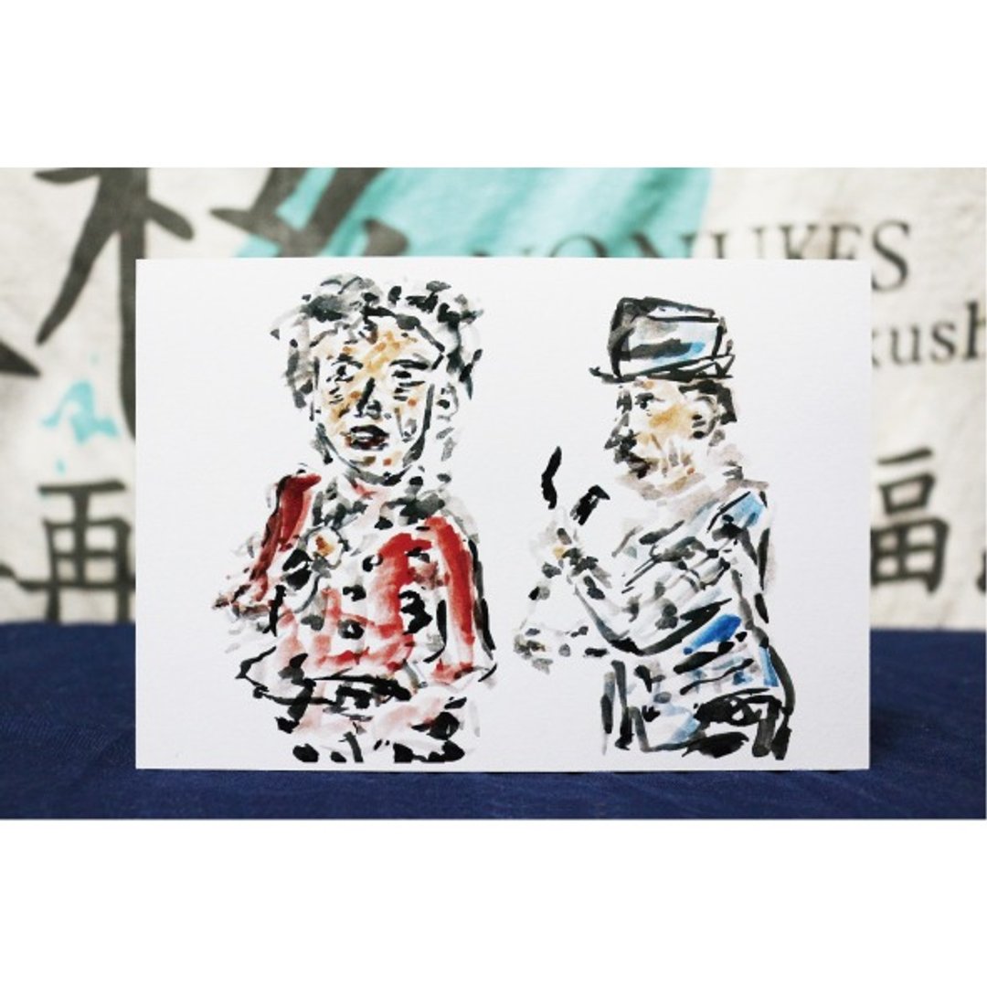 【丑怪人物】山歌大赛 - 手绘明信片 - 卡片/明信片 - 纸 白色