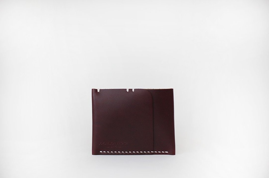leather-shop    vintage 壹卡位零錢包 酒紅色 - 皮夹/钱包 - 真皮 红色
