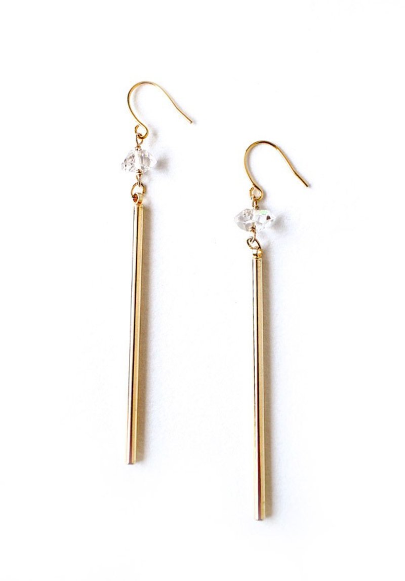 ABENE 赫基蒙钻石典雅耳环 | 天然石.矿石.原矿.限量手工.生日礼物.情人节礼物 - 耳环/耳夹 - 宝石 金色