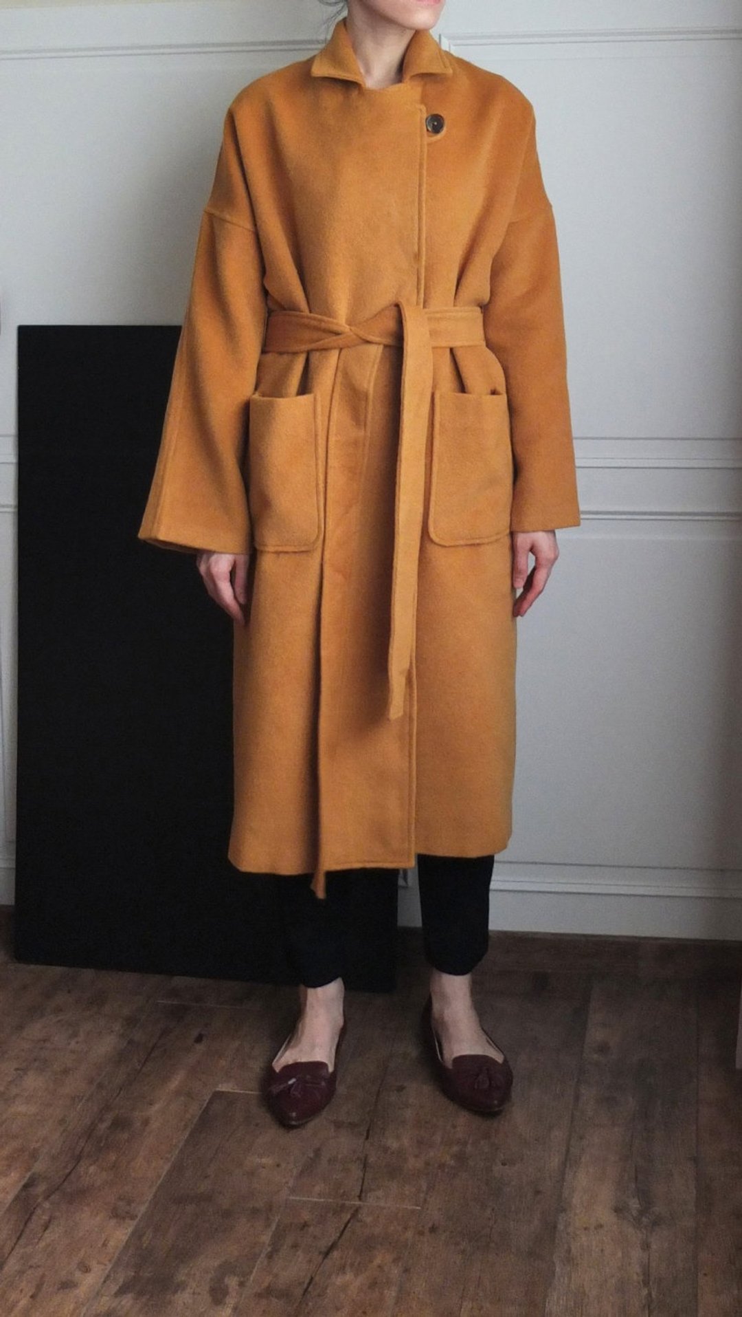 Persimmon Coat 柿色敞开腰带式喀什米尔羊毛大衣 可订做颜色 - 女装休闲/机能外套 - 羊毛 橘色