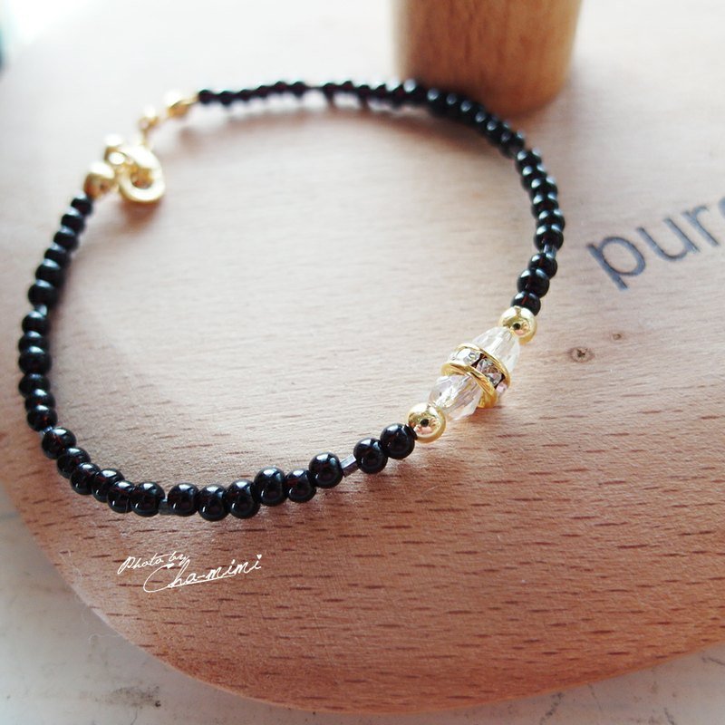 Cha mimi。天然能量。五彩糖矿石滚轮黑金手链 - 手链/手环 - 其他材质 黑色