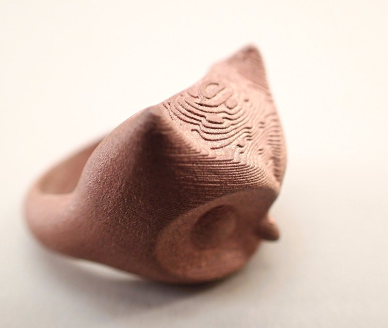 立体打印~红铜猫头鹰戒指 - 戒指 - 其他金属 红色
