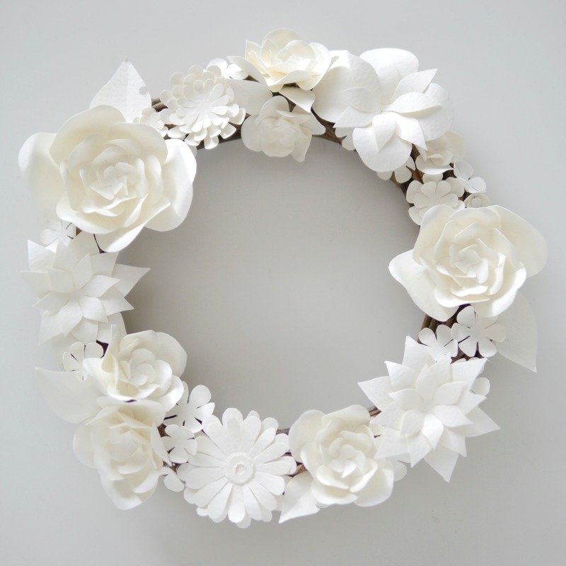 纸雕花圈（Medium） - 植栽/盆栽 - 纸 白色