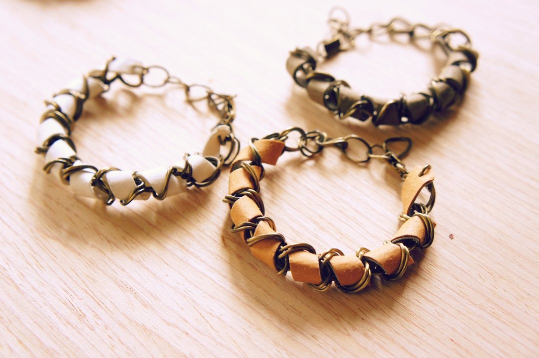 缎带螺旋 粗旷帅气风 原色金属手链 Spiral Bracelets （黄铜色/中性/男女皆宜/男朋友礼物） - 手链/手环 - 其他金属 金色