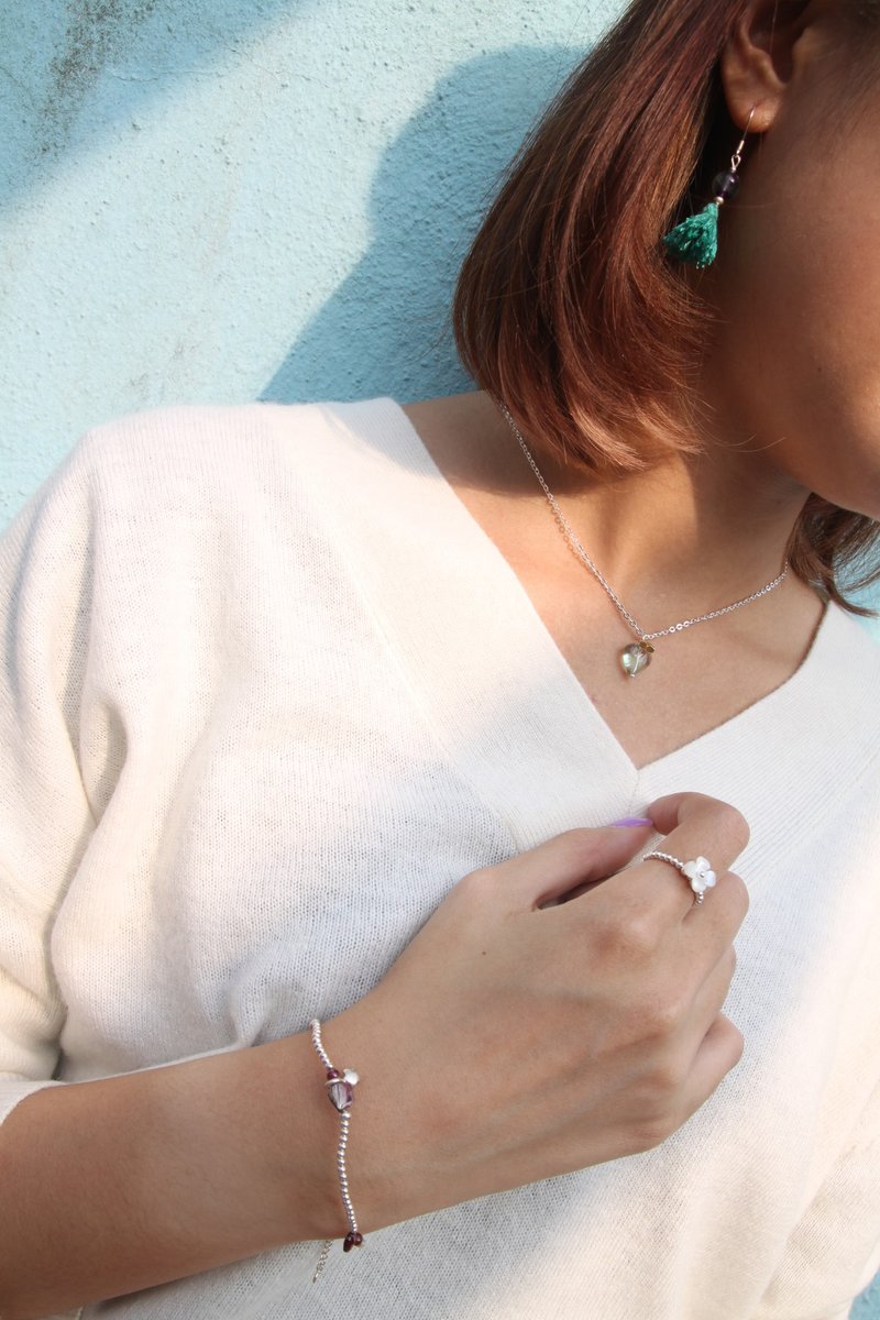 半宝石系订做款  (绿碧壐, 红碧壐, 超美切面海蓝宝) 925纯银小圆珠戒指 - 戒指 - 宝石 多色