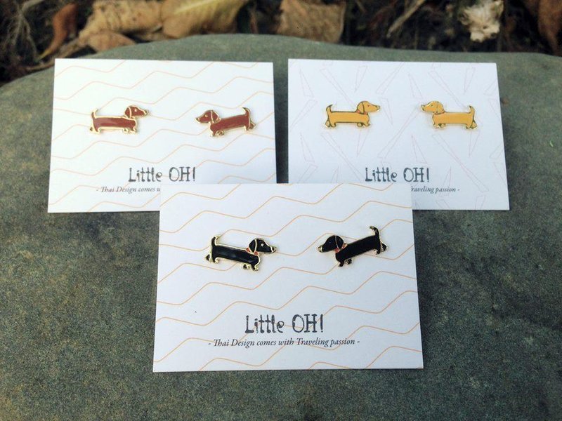 精致金工 小腊肠耳环 - 耳环/耳夹 - 珐琅 多色