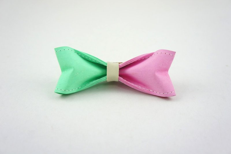 10/10 十分设计《婴儿淡绿x粉》手工制作双色领结（纸领结、蝴蝶结、领带/婚礼小物、装扮、新郎婚纱、伴郎领结） - 领带/领带夹 - 防水材质 粉红色