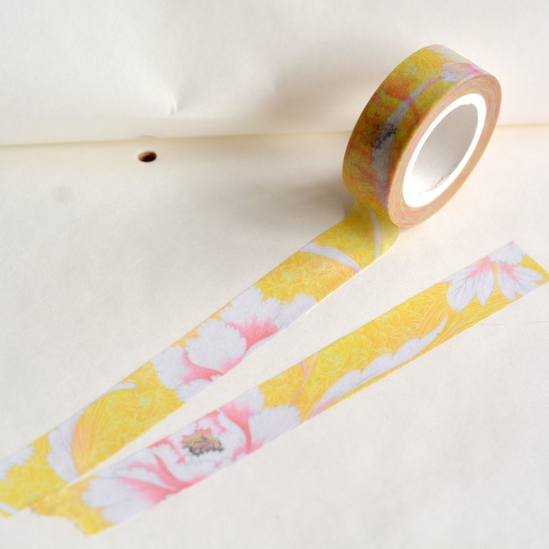 【岛屿记忆】花布组曲-現代黃花布 - 纸胶带 - 纸 黄色