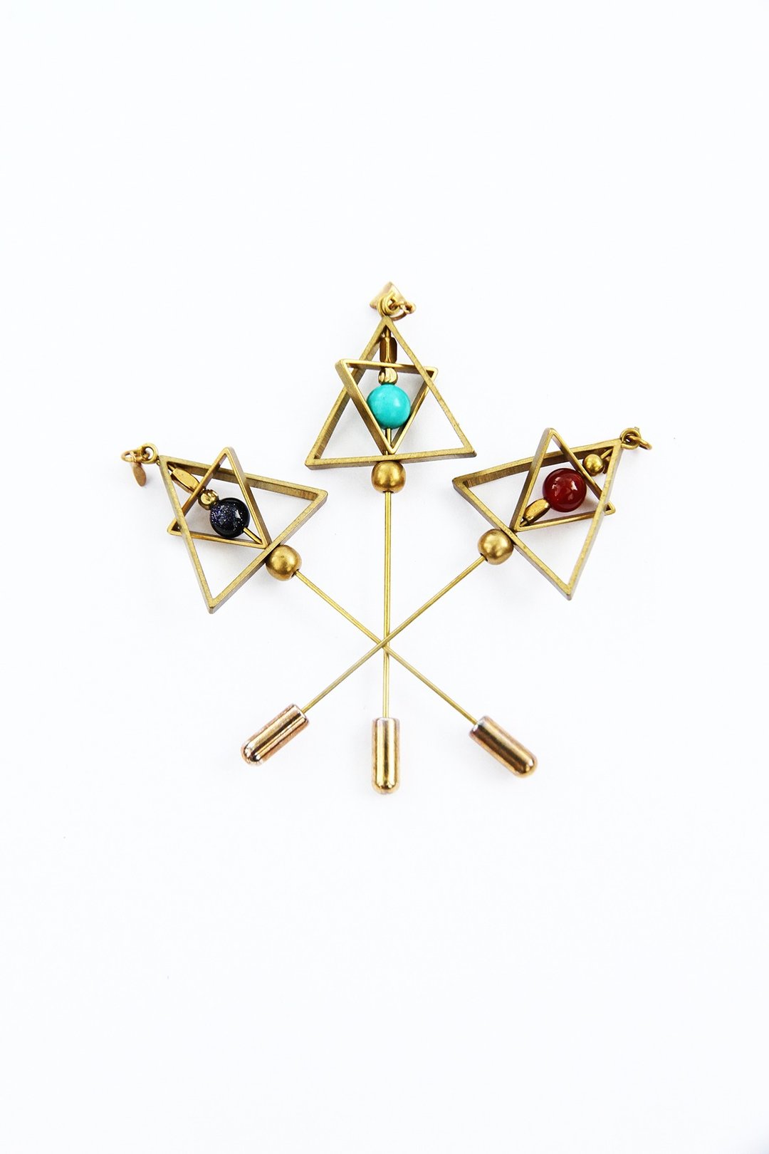 ▲三角形宇宙星球别针▲ Triangle Planet Lapel Pin - 胸针 - 其他金属 