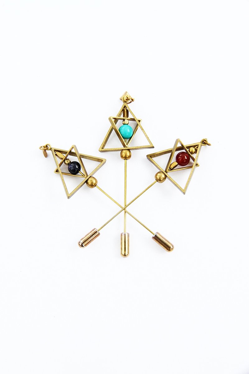 ▲三角形宇宙星球别针▲ Triangle Planet Lapel Pin - 胸针 - 其他金属 
