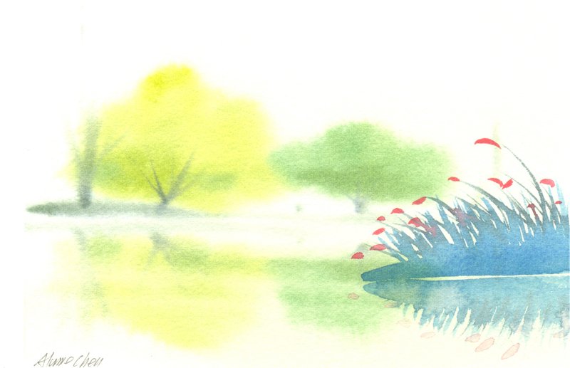 文青系树林系列g1-水彩手绘限量版明信片/圣诞卡 - 卡片/明信片 - 纸 黄色