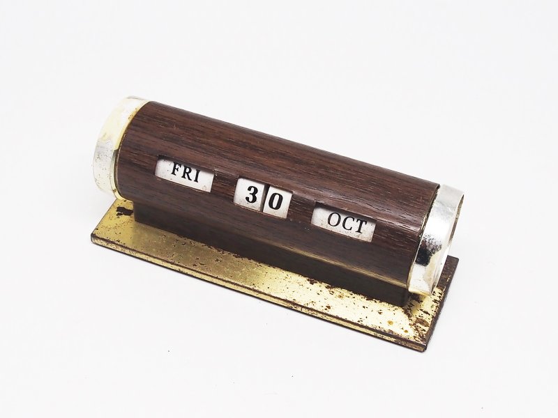 70-80年代 美国制金属翻页月历  木纹金 - 摆饰 - 其他金属 金色