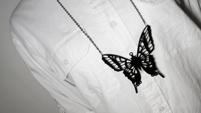 Shadow剪影系列 -  Butterfly 蝴蝶项链 - 项链 - 压克力 黑色