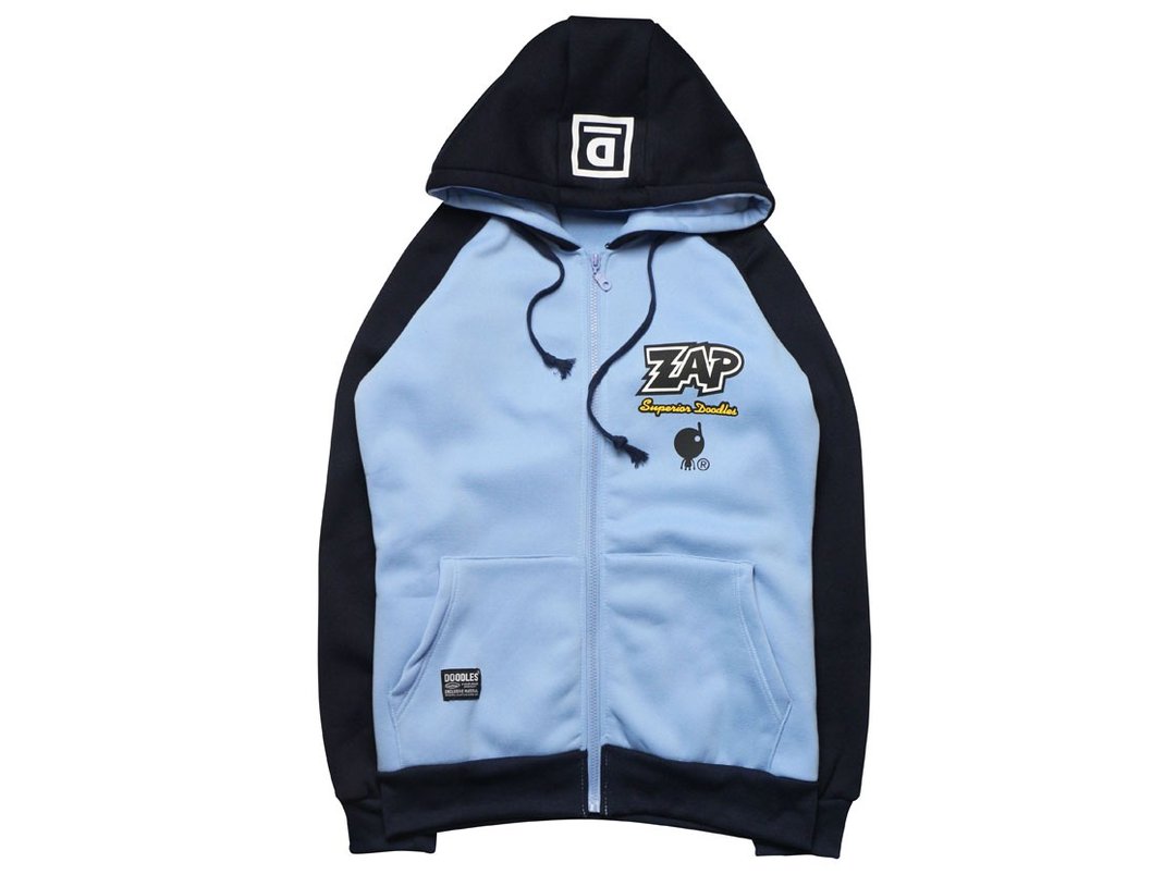 Doodles型格拉链Fleece Jacket,粉蓝衫身配 - 男装外套 - 其他材质 白色