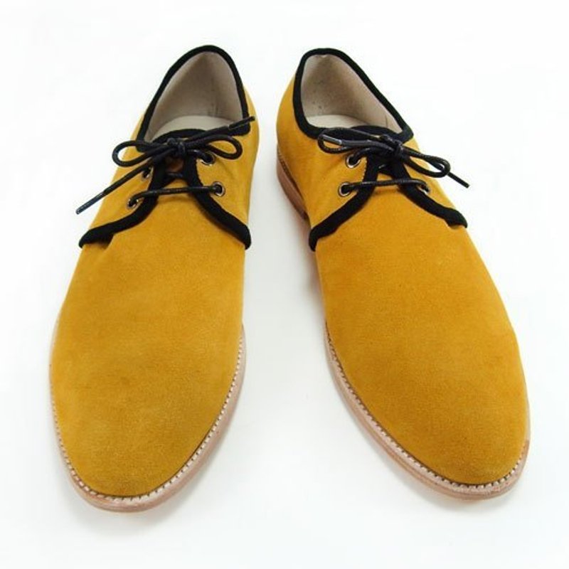 Sweet Villians 英伦麂皮Derby Shoes Casual Style 98291, 鹅黄色 - 男款休闲鞋 - 真皮 黄色