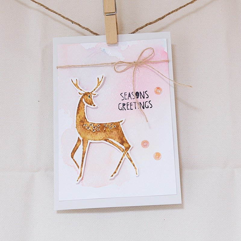 [手工卡片] 圣诞卡// 捎来祝福的麋鹿 - 卡片/明信片 - 纸 粉红色